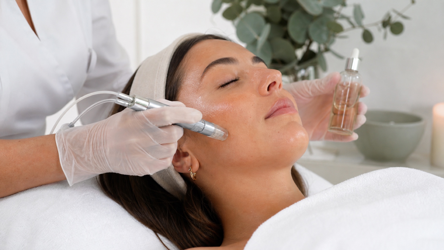 Nano needling facial treatment with professional skincare serum