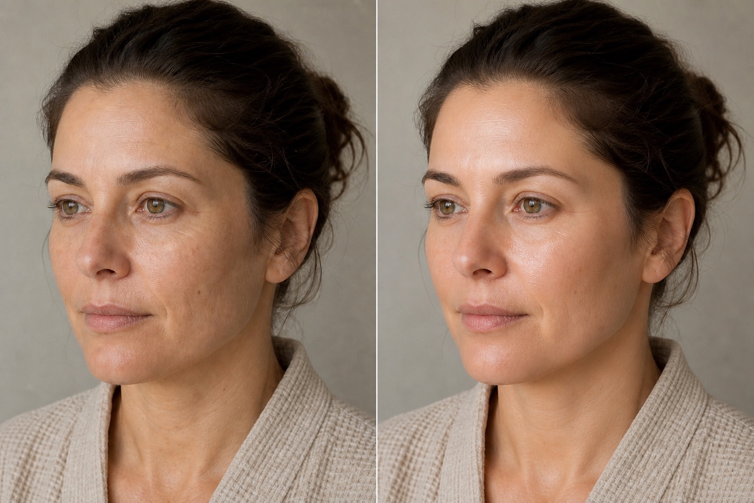 Illustrative before and after direction for a customized facial; not a client result