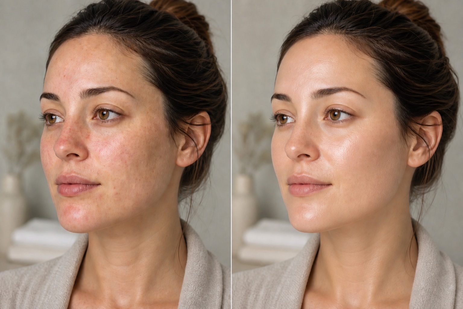 Illustrative before and after direction for hydration and deep cleaning; not a client result