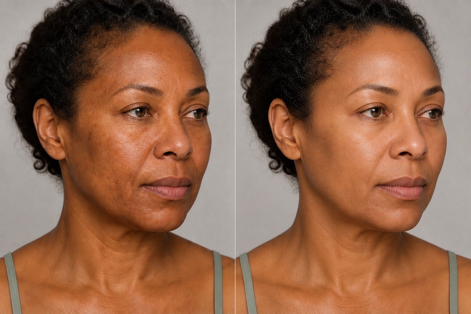 Illustrative before and after direction for microdermabrasion; not a client result