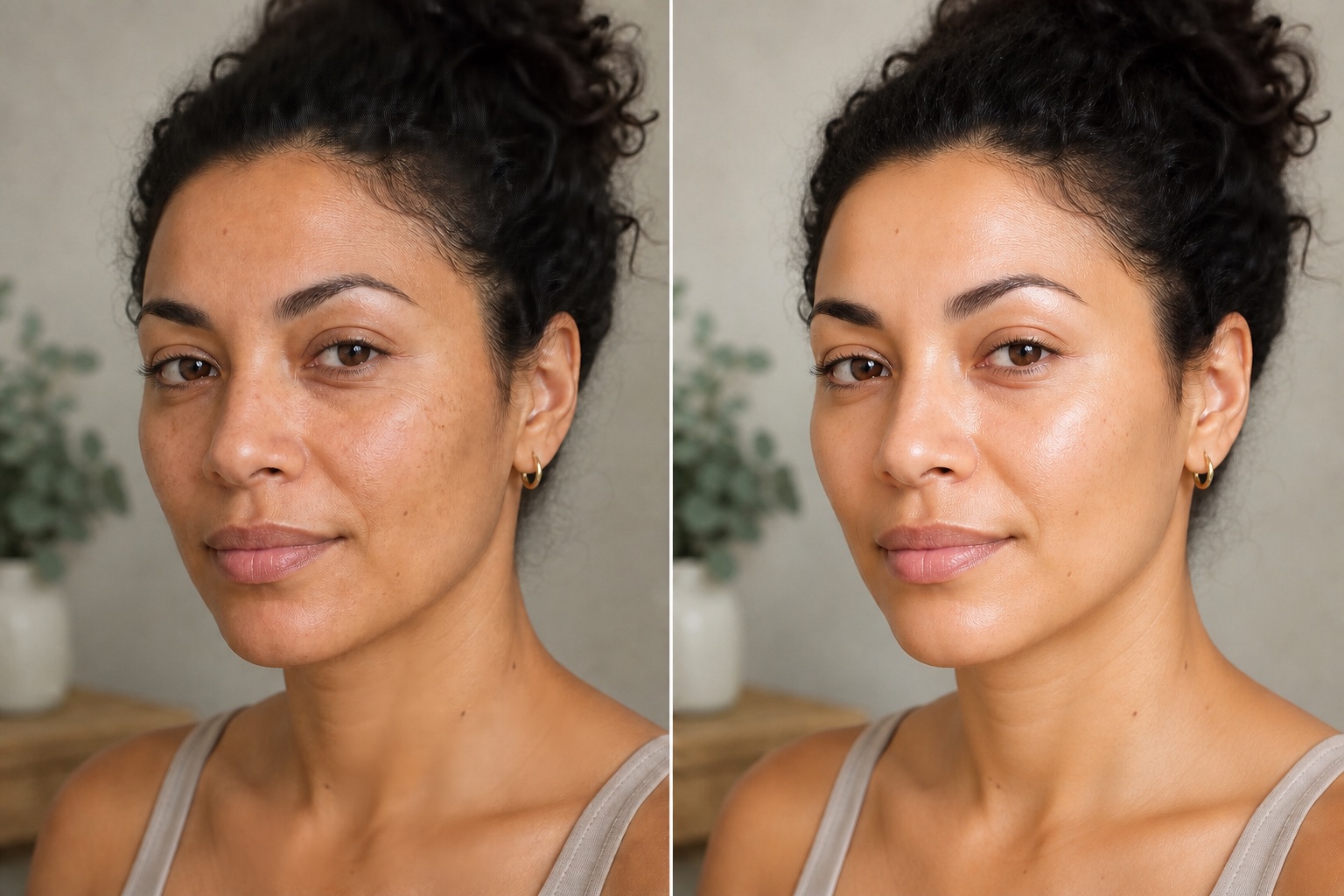 Illustrative before and after direction for the Radiant Refresh facial; not a client result